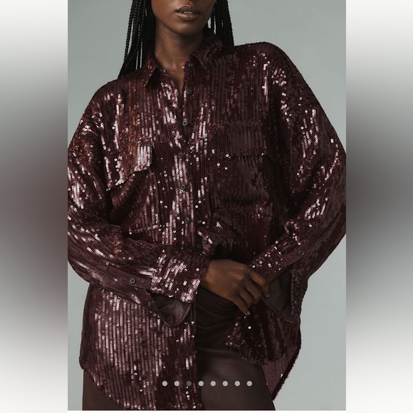 Anthropologie Pilcro Sequin Buttondown Shirt NWOT XS - Picture 3 of 8